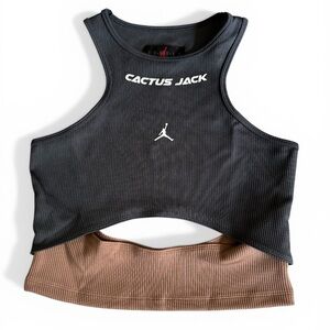 Jordan Women’s Size M Cactus Jack Ribbed Crop Top Gray Travis Scott Collab